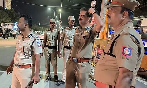 A Amalraj, Tambaram City Police Commissioner, visited the venue of AR Rahman's music concert on Monday afternoon.