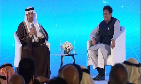 Minister of Investment of the Kingdom of Saudi Arabia Khalid Al Falih and Union Minister for Commerce and Industry Piyush Goel (Image: ANI)