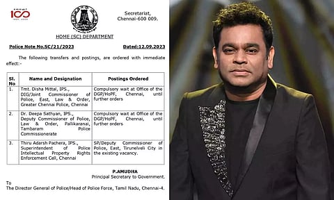 Transfer order of police officers; AR Rahman
