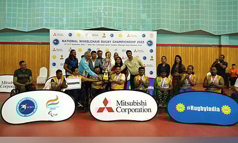 Maharashtra team lifting 5th National Wheelchair Rugby Championship 2023 (Image: ANI)