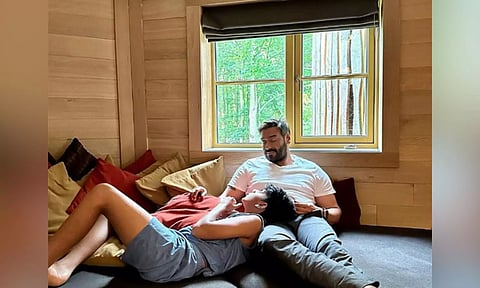 Ajay Devgn With his Son (Image: ANI)