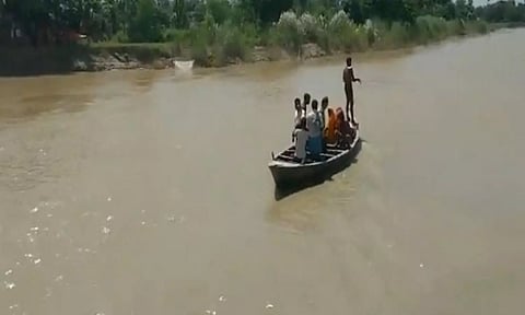 A visual of the spot where the boat overturned. (ANI)