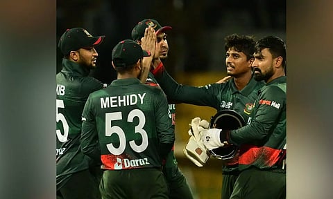 Bangladesh players celebrating a wicket&nbsp;