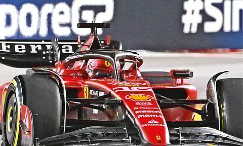 Ferrari’s Charles Leclerc during the second practice at Singapore F1
