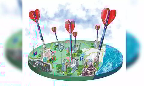 The first master plan prepared by CMDA had proposed satellite towns such as Maraimalai Nagar, Manali New Town and Tiruvallur. (Illustrations:Sai)