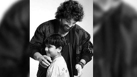 Telugu superstar Allu Arjun and&nbsp; his son Allu Ayaan (Photo/IANS)