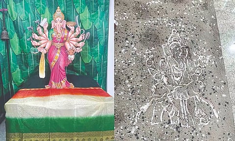 International millet year theme; Carving of Vinayagar on moon's surface