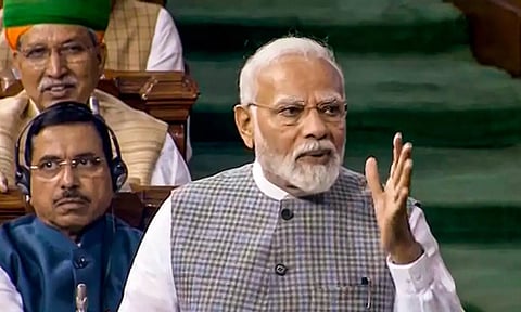 PM Narendra Modi during his speech at the special session of Parliament (PTI)