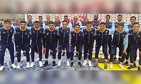 The Indian football team clicked at the airport as they embarked on their journey to China