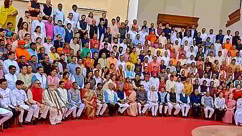 Members of the Lok Sabha and the Rajya Sabha dressed in colourful attire (Photo/PTI)