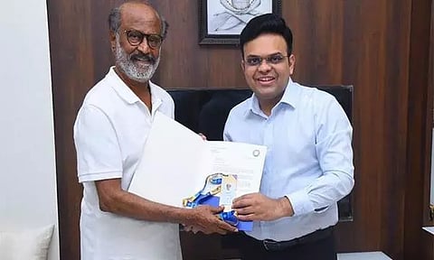 Rajinikanth and Jay Shah (Image: Twitter/ BCCI)