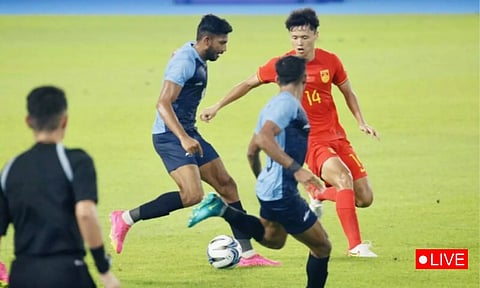 China beats India in Hangzhou.(X/@Indianfootballteam)