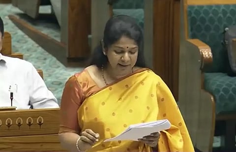 DMK leader Kanimozhi (Screengrab)&nbsp;