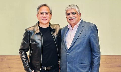 Jensen Huang with Nandan Nilekani.