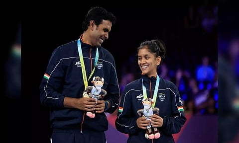 Achanta Sharath Kamal and Sreeja Akula