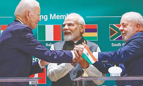 US President Joe Biden, Indian PM Narendra Modi and Brazilian President Luiz Inácio Lula da Silva