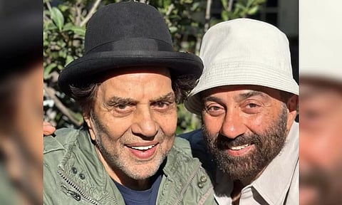 Veteran actor Dharmendra and Sunny Deol (IANS)&nbsp;