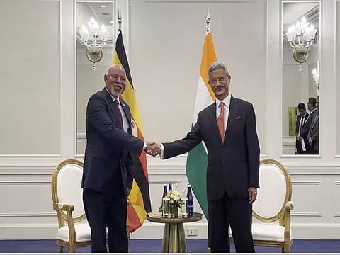 EAM Jaishankar with Foreign Minister of Uganda, Gen JeJe Odongo (ANI)