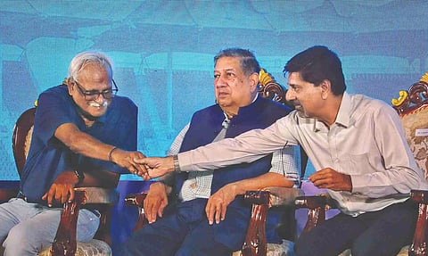 CSK CEO Kasi Viswanathan, former ICC Chairman N Srinivasan, and former chairman of BCCI selection committee K Srikkanth