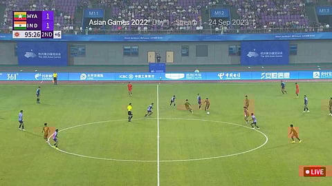 Blue tigers equalizes with Myanmar (Screengrab)&nbsp;