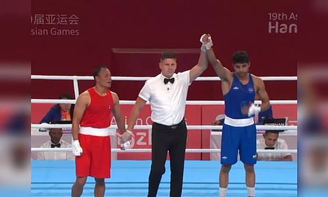 Nishant Dev after his bout (Image: Twitter/ SAI Media)