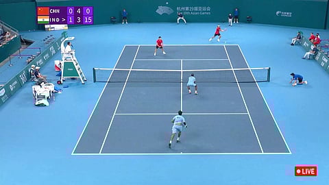 China leads India in the second set (Screengrab)