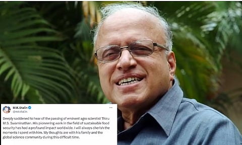 Stalin condoles passing away of M.S. Swaminathan