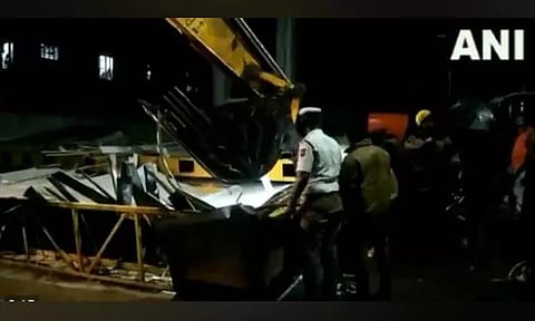 Petrol bunk’s metal roof collapse