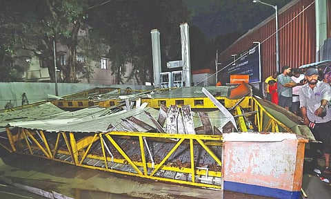 The collapsed metal roof of the bunk on East Jones Road