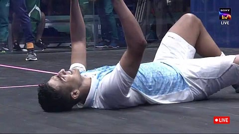 Abhay Singh celebrates as India wins gold against Pakistan (Screengrab)