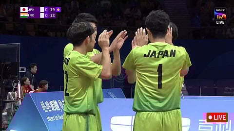 Japan wins the first set against India (Screengrab)