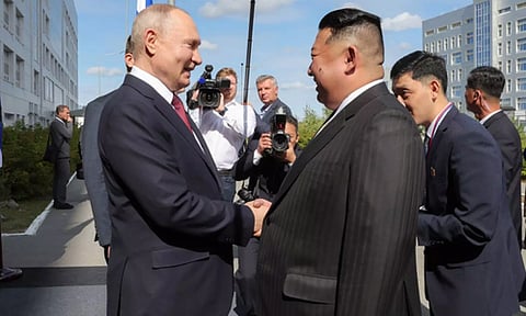 Russian President Vladimir Putin with North Korean leader Kim Jong-un
