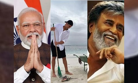 PM Modi, Akshay Kumar, Rajinikanth (Image: ANI)
