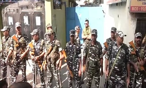 Visuals from outside Kolkata Mayor's residence. (ANI)