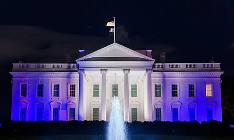 White House illuminated in the colours of Israel (ANI)