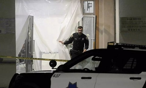 San Francisco police investigate at the Chinese consulate in San Franciso. (AP)