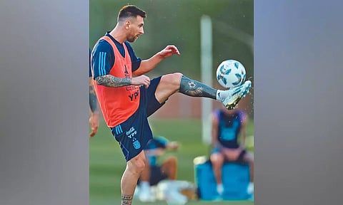 Lionel Messi at a training session ahead of the qualifiers on Friday