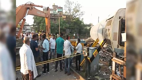Restoration work near near Raghunathpur station in Buxar (Image/ANI)