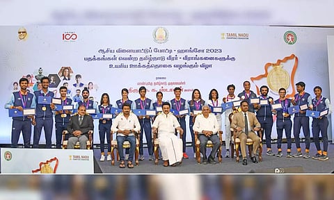 Chief Minister Stalin in a facilitation function, organised by the Youth Welfare and Sports Development Department