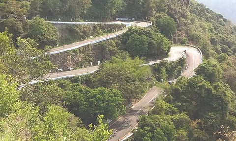 The view of the ghat road to Valparai.
