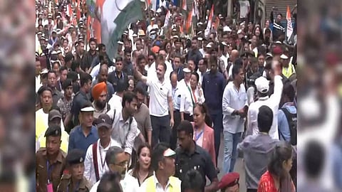 Congress leader Rahul Gandhi taking part in Padyatra (Photo/ANI)