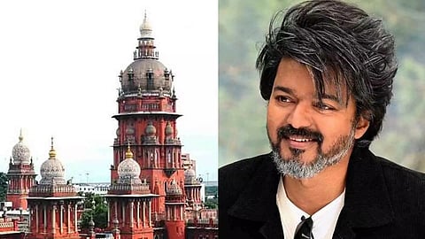 (L-R) Madras High Court; Still from Vijay's Leo