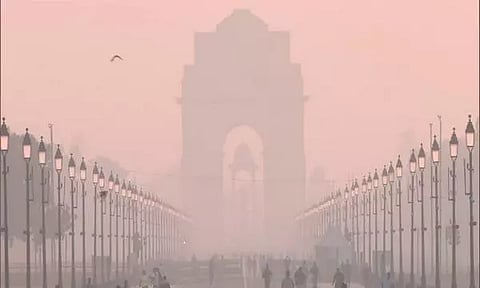 A foggy morning at Delhi's Kartavya Path on Wednesday