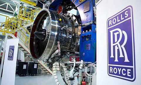 A Rolls-Royce jet engine under construction in Germany. (Reuters)&nbsp;