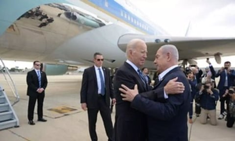 US President Joe Biden Israel PM Benjamin Netanyahu (Image: IANS)