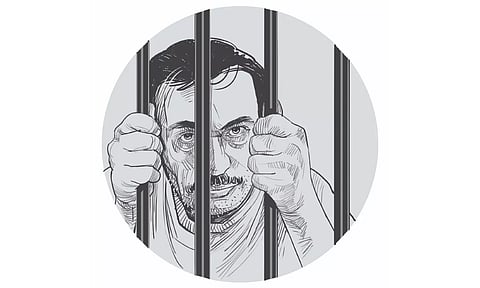 The payment of bribes never takes place inside the prison. (Illustration by Varghese Kallada)