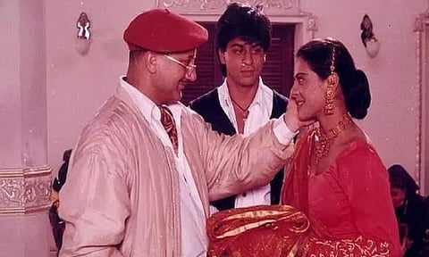 Anupam Kher with Shah Rukh Khan and Kajol from the movie 'Dilwale Dulhania Le Jayenge' (Instagram)