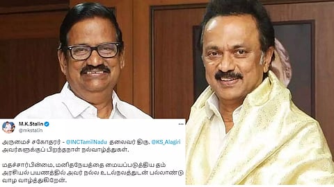 Stalin, Rahul wishes TNCC president KS Alagiri on his 72nd birthday