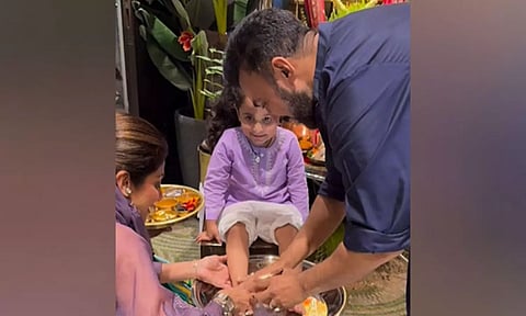 Shilpa Shetty with her husband Raj Kundra and daughter Samisha (Image: ANI)
