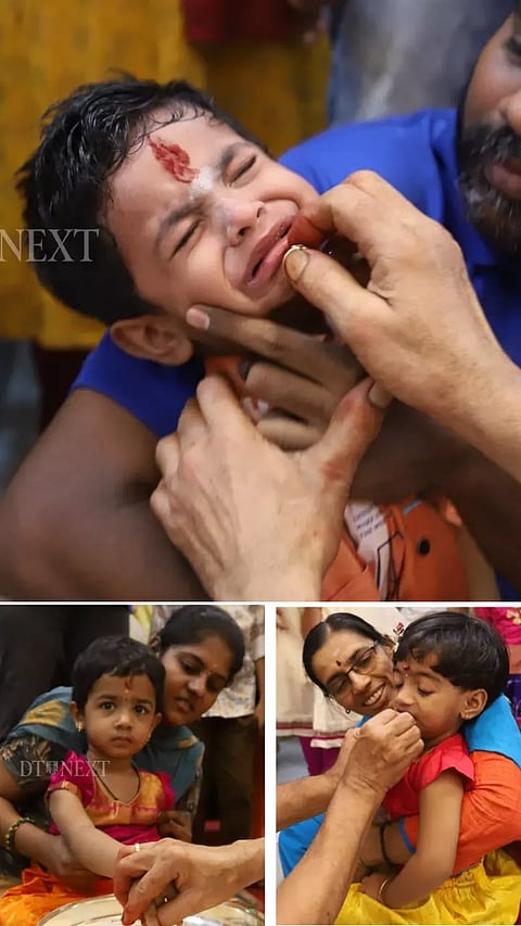 Visuals from Vidyarambham ceremony in Chennai